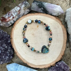 🌊Handmade Abalone + Sea Sediment Jasper + Sesame Jasper + Hematite Bracelet